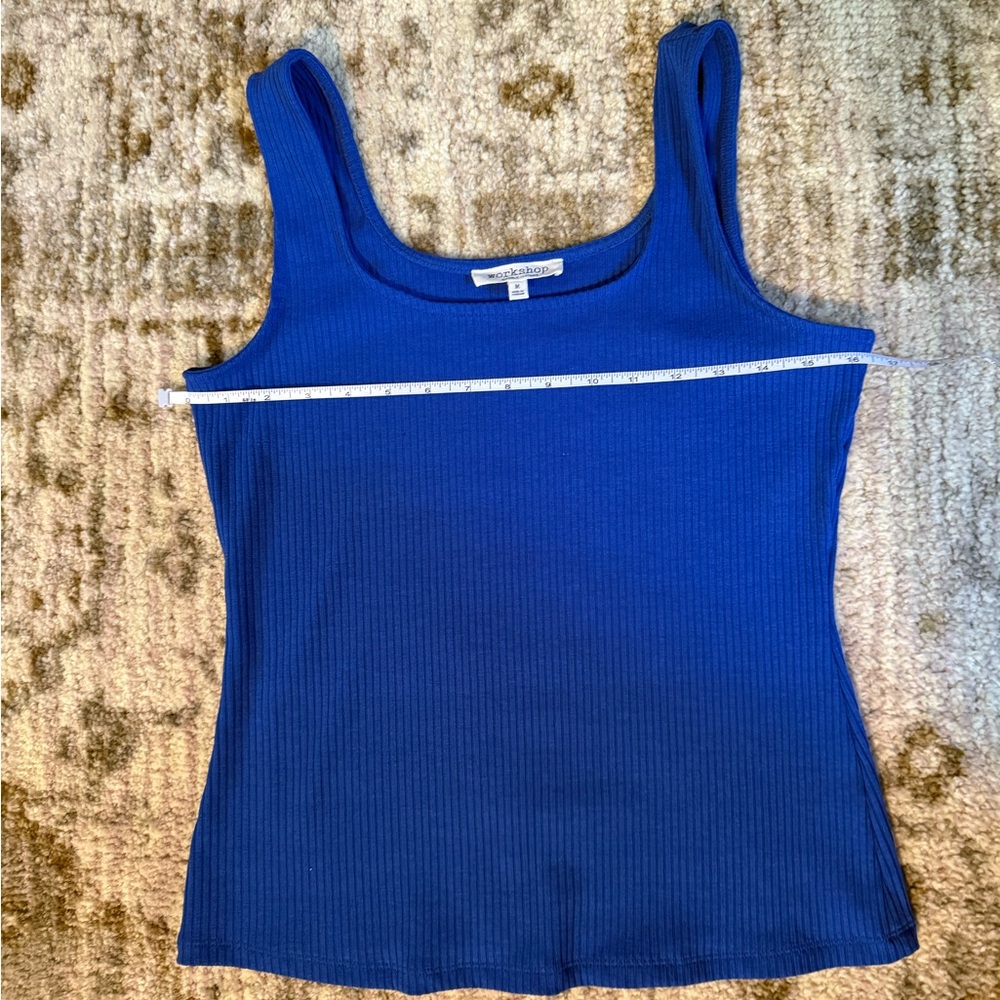 Blue Ribbed Tank Top - Picture 2 of 6